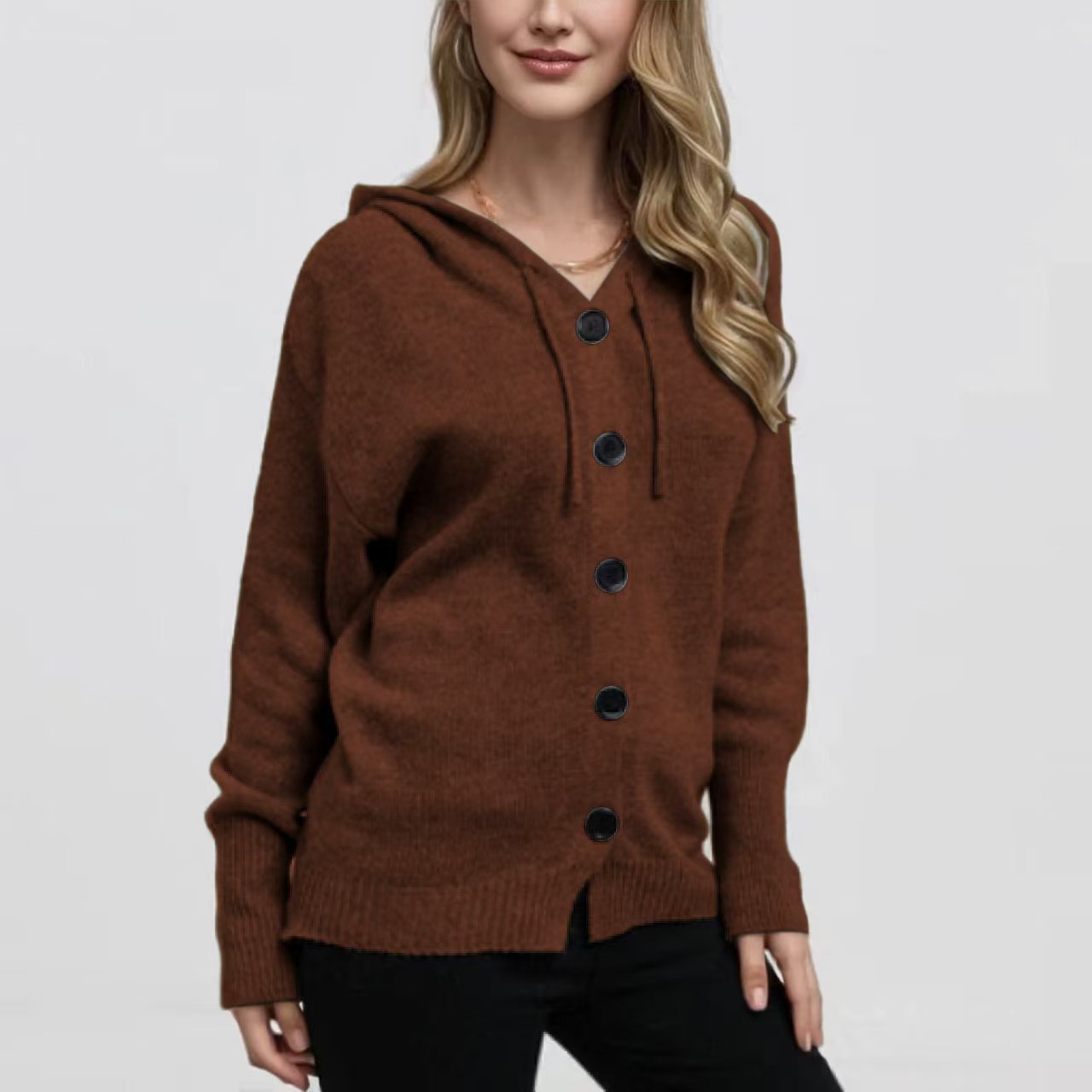 Chemise à capuche à tête unique en couleur V pour femmes