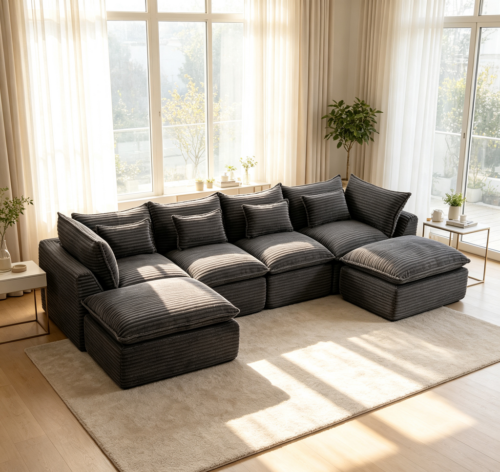 129,8" Largeur Cloud Couch Oversize Modular Sectional Canapé Vrai Relax Comfy Coupes Wide&De