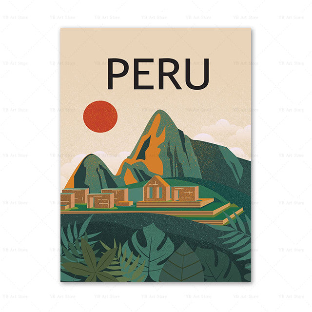 Affiche de voyage de la ville Peinture toile Art Décor