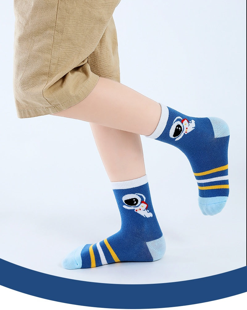 Chaussettes pour enfants Printemps et Automne mince Longueur mi-calf Couleur solide Chaussettes en coton