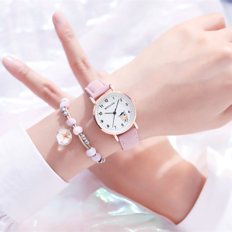 Imperméable Coréen mignons petites amies Pointer Cartoon Montre électronique Quartz