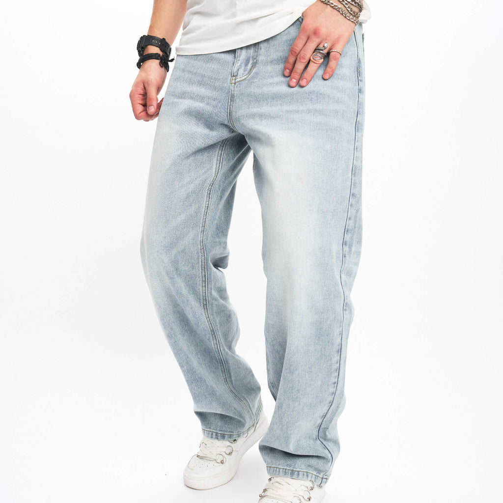 European And American Street BIKER JEANS Fashion Brand Ma Ying High Street Hommes JEANS Loo