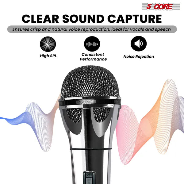 5 CORE Microphone Dynamic Vocal Handheld Mic Cardioïde Unidirectionnel Microfono W On Off Sw