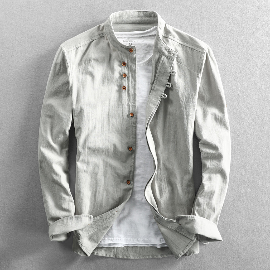 Chemise vintage de style chinois avec un collier mandarin