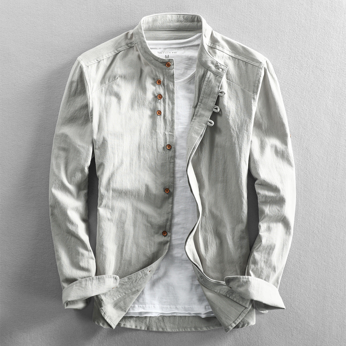 Chemise vintage de style chinois avec un collier mandarin