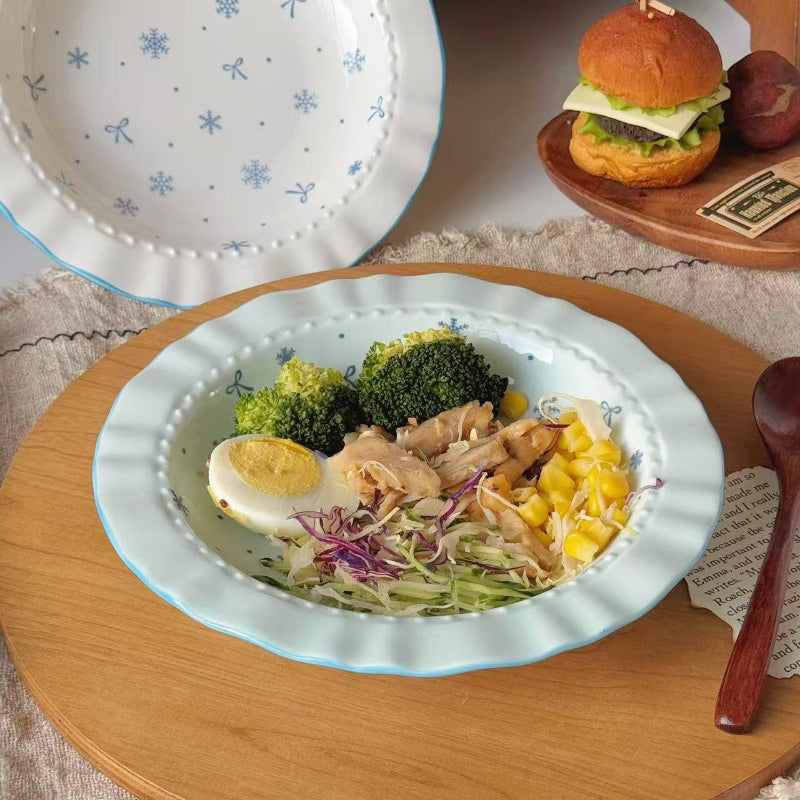 Plaques de repas en céramique à motifs de flocons de neige