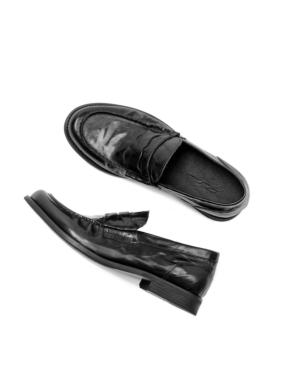 Chaussures en cuir véritable en cuir plissé casual
