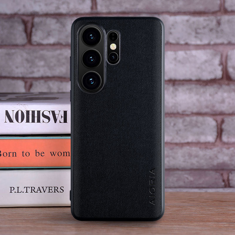 Coque de téléphone en tissu réel simple