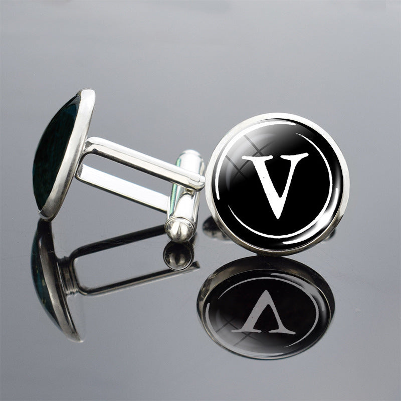 26 Lettre anglaise Cufflinks Metal Time Gem