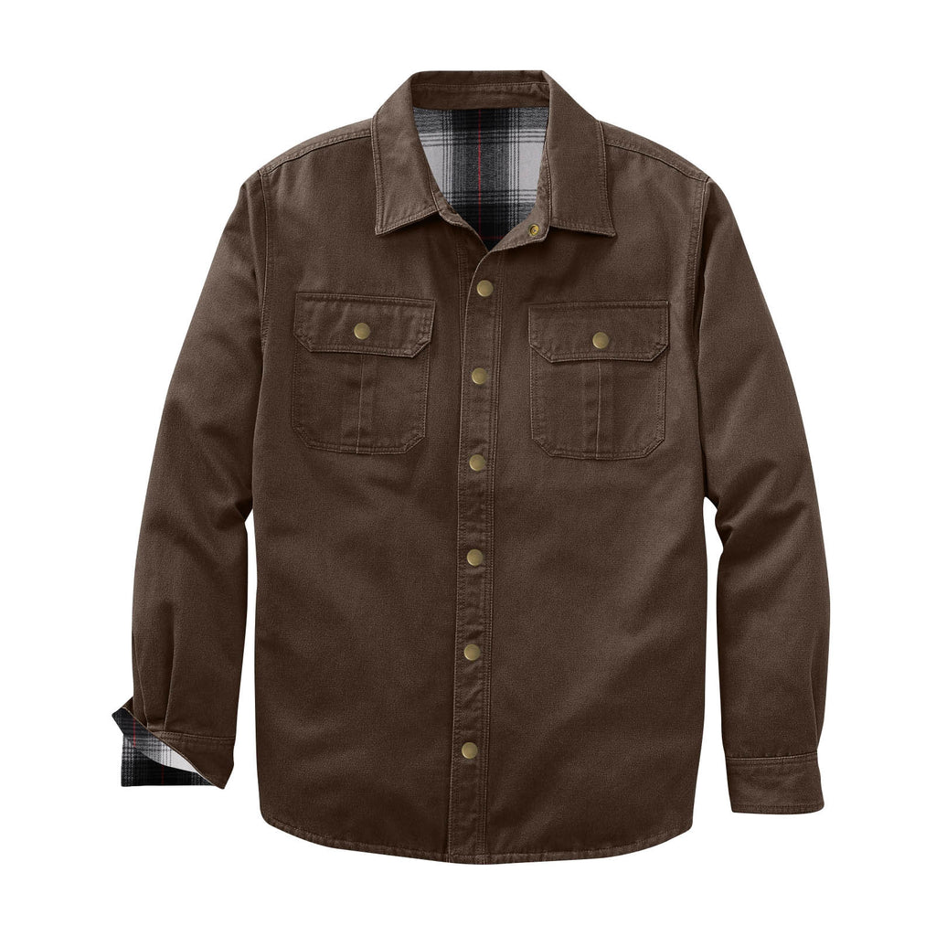 Veste de travail en toile lavée avec une doublure en plaid