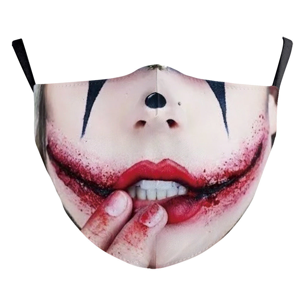 Halloween impression numérique drôle Horreur visage double couche masque de poussière