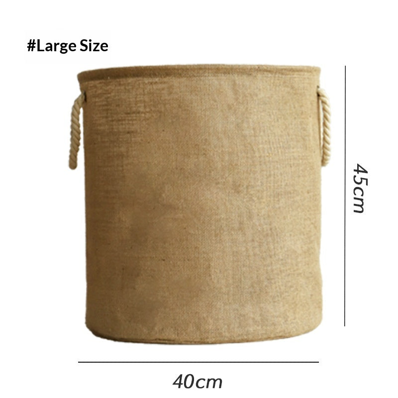 Panier de linge de jute Hamper de corde de coton portatif