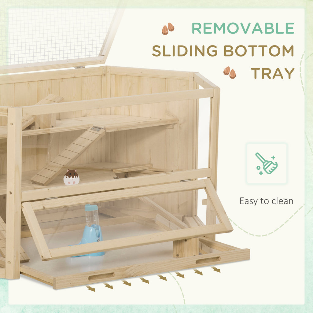 Bois Grand hamster Cage Petit exercice animal Play House 3 Tier avec bac
