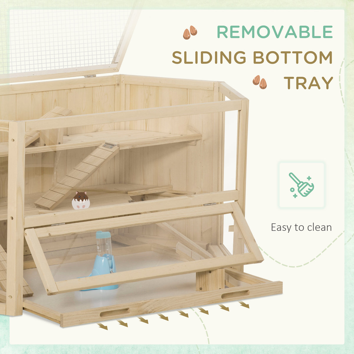 Bois Grand hamster Cage Petit exercice animal Play House 3 Tier avec bac