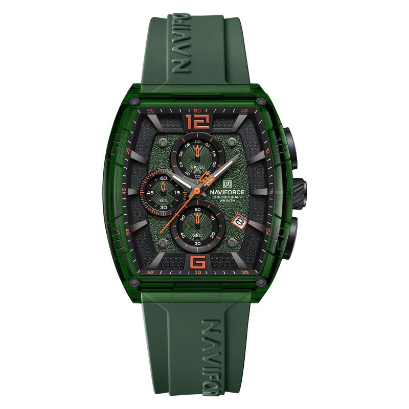 Montre Quartz pour hommes Bracelet en silicone en forme de barrique Montre sport résistant à l'eau