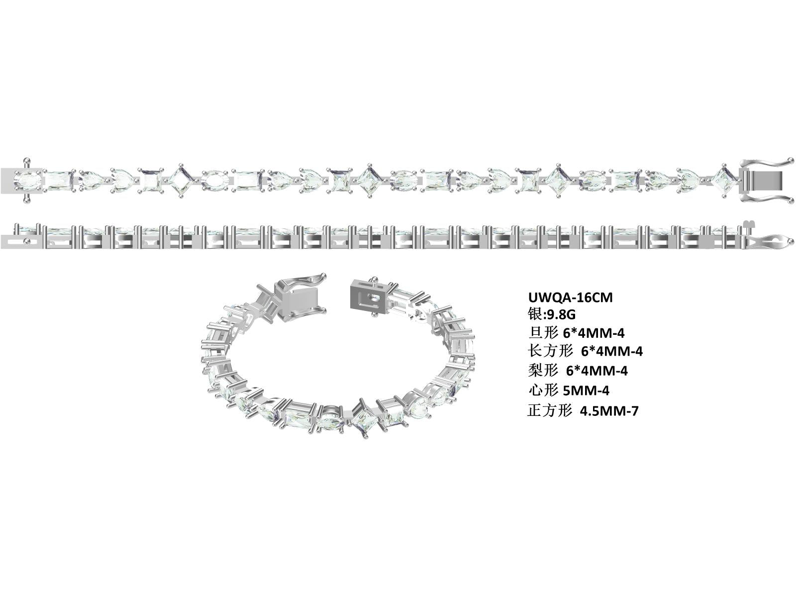 S925 Argent Sterling Coupe Mixte Moissanite Bracelet de Tennis D Couleur VVS1 GRA certifié 16-18