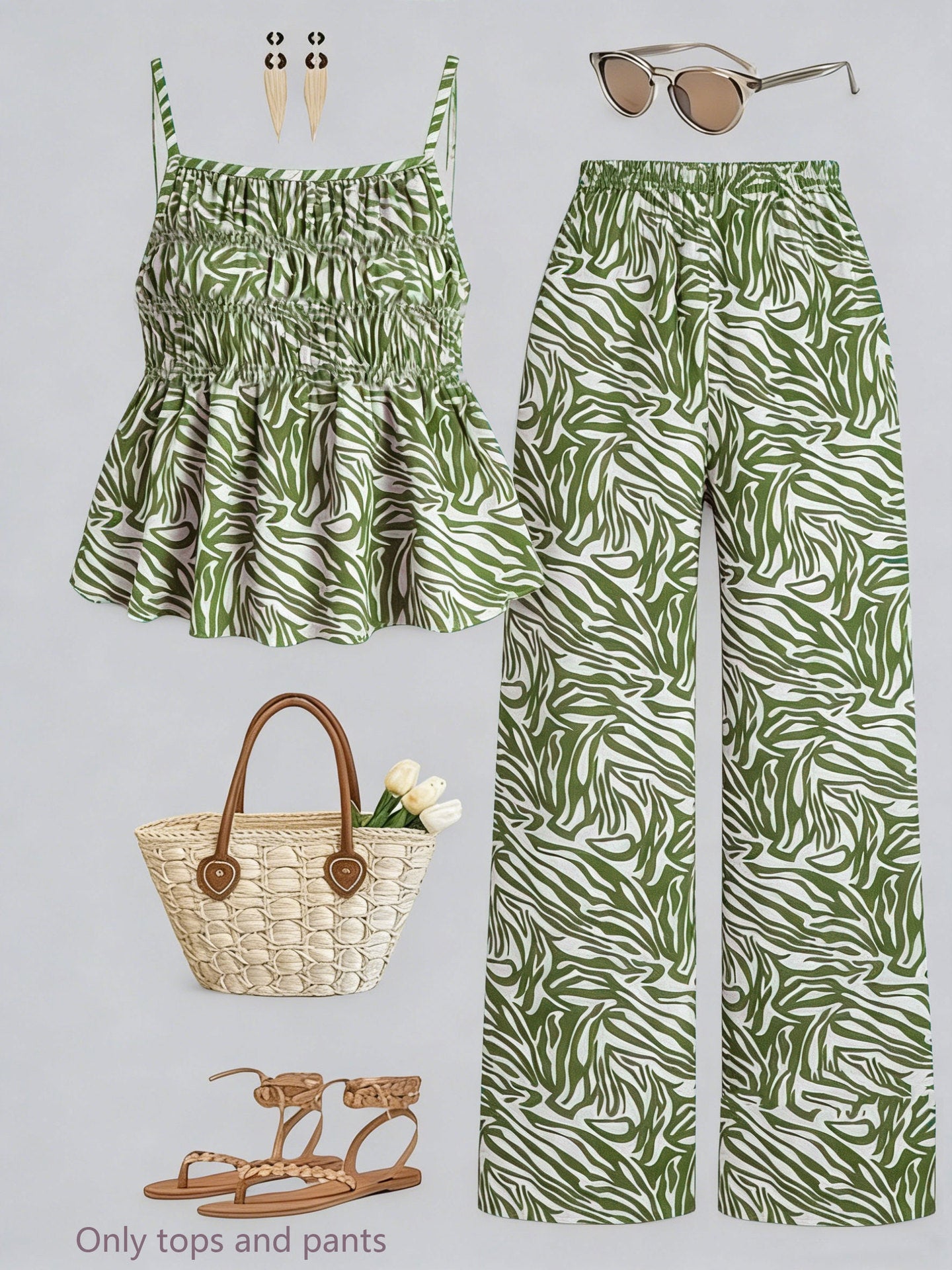 Ensemble de camisole et pantalons à large jambe à texture rusée