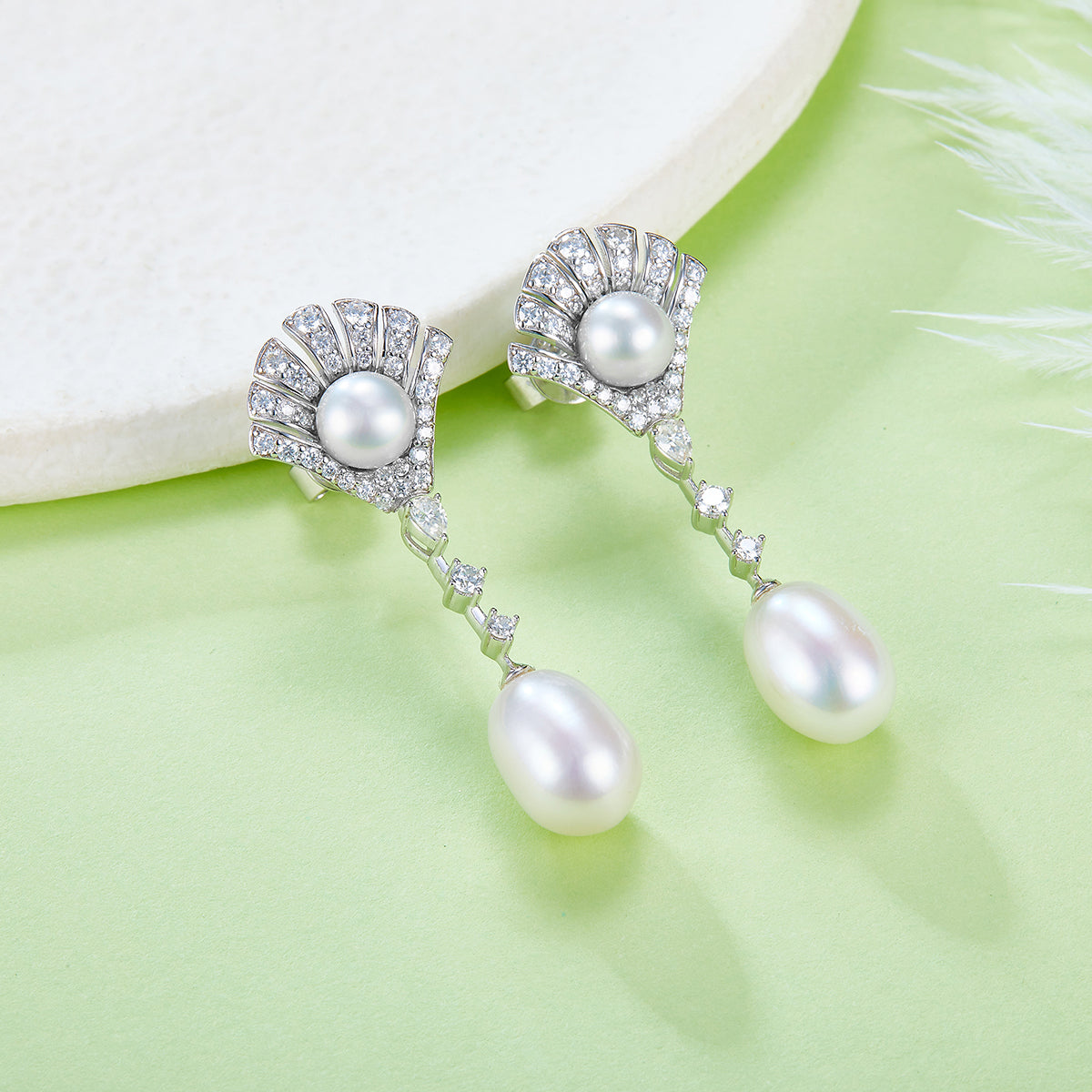 S925 Boucles d'oreilles en perles d'argent sterling