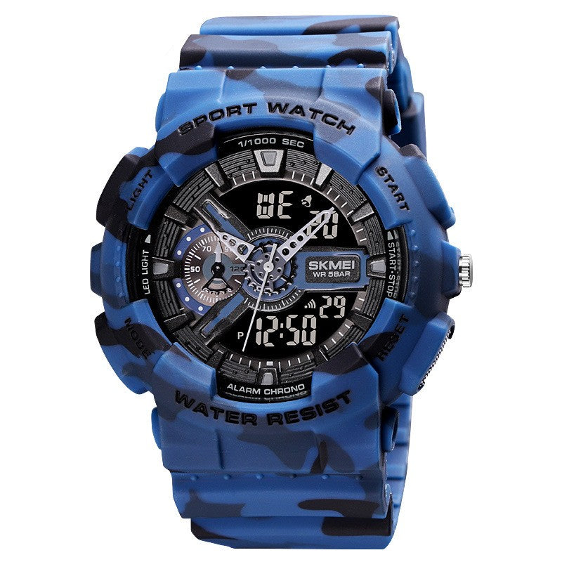 Classic Black Gold Sports Mode Double affichage Étudiant Montre électronique adolescents garçons A