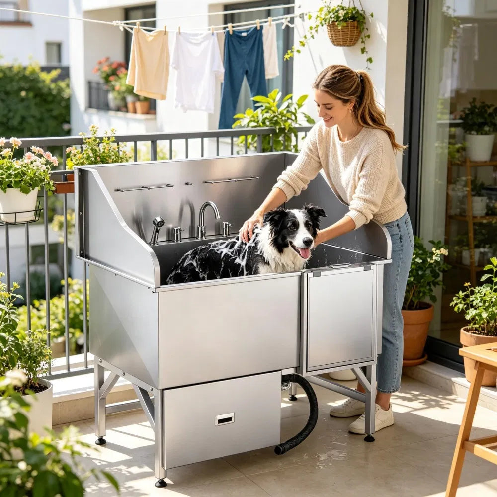 Station de lavage des chiens en acier inoxydable