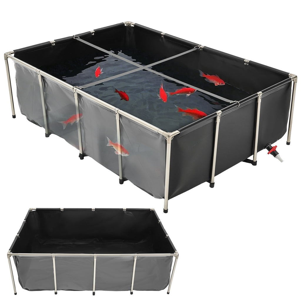 Toile Fish Pond au-dessus du sol Koi réservoir 470 Gal avec panneau clair