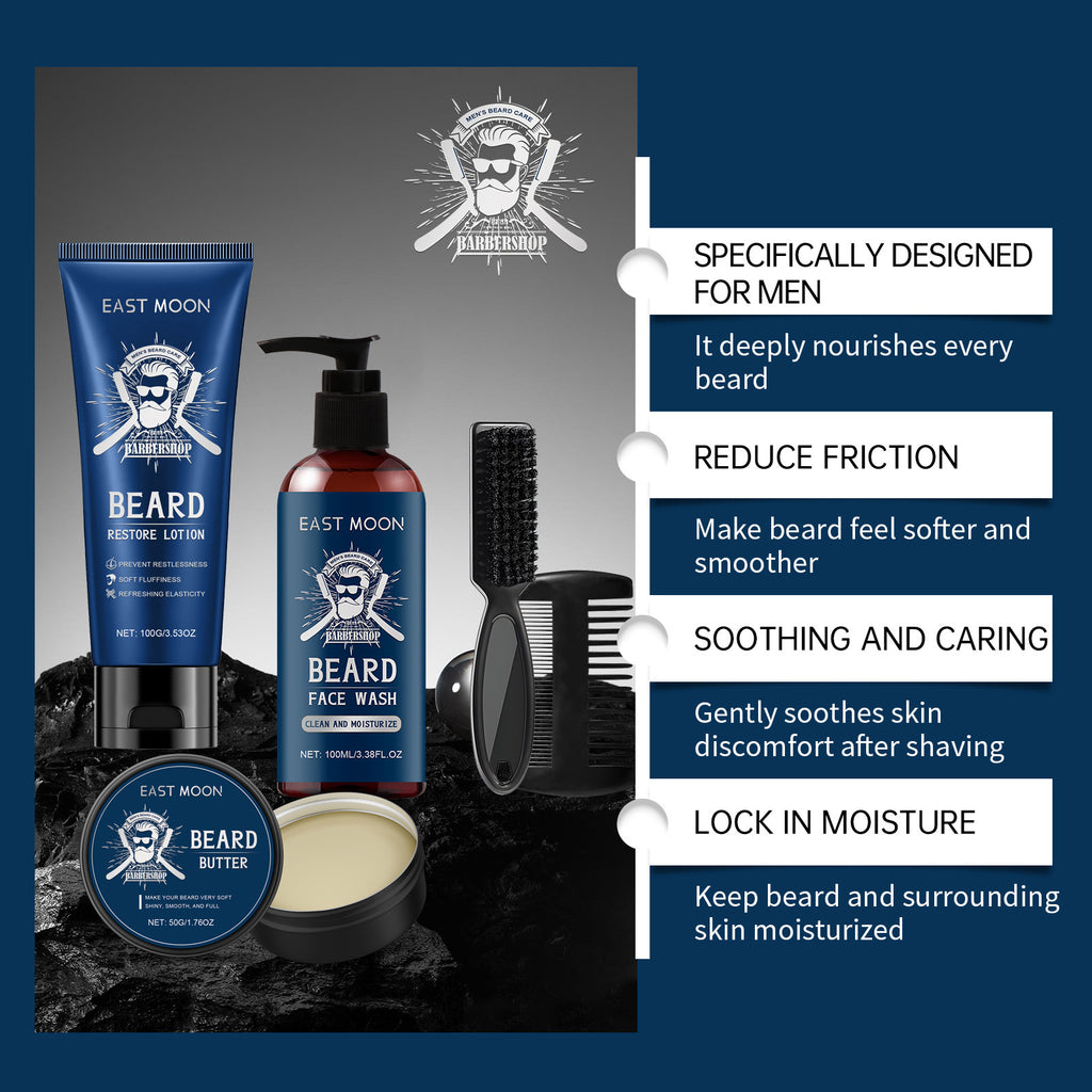 Ensemble de soins de la barbe en sandale pour hommes de la Lune Est