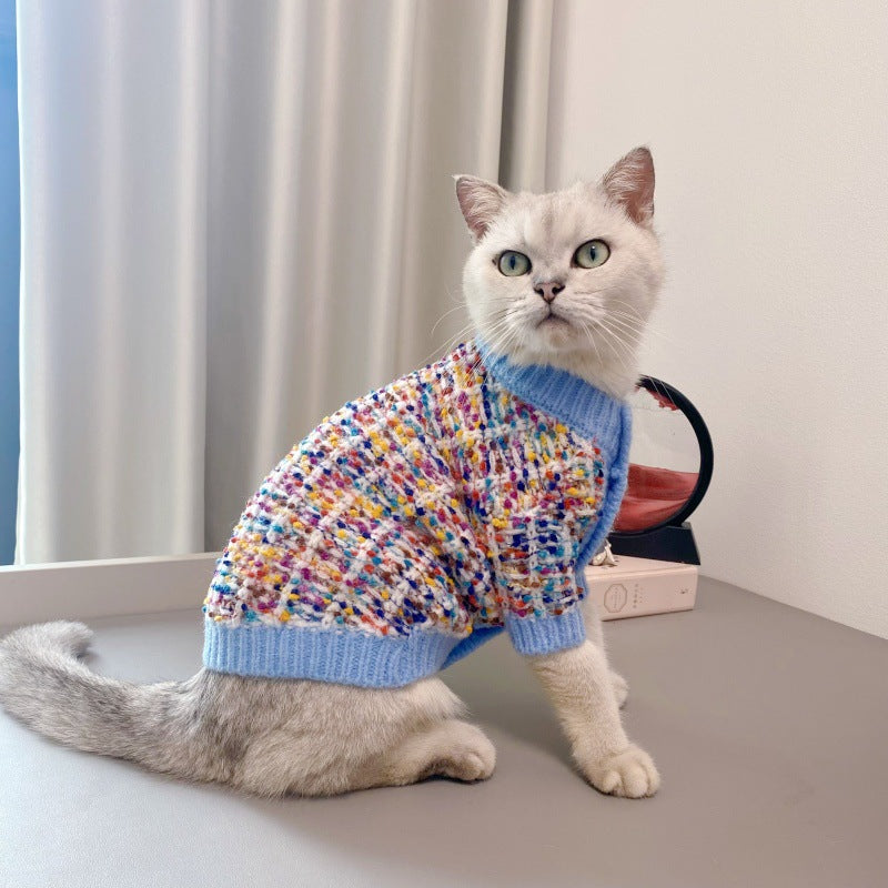 Chandail de cardigan de chien couleur-bloc