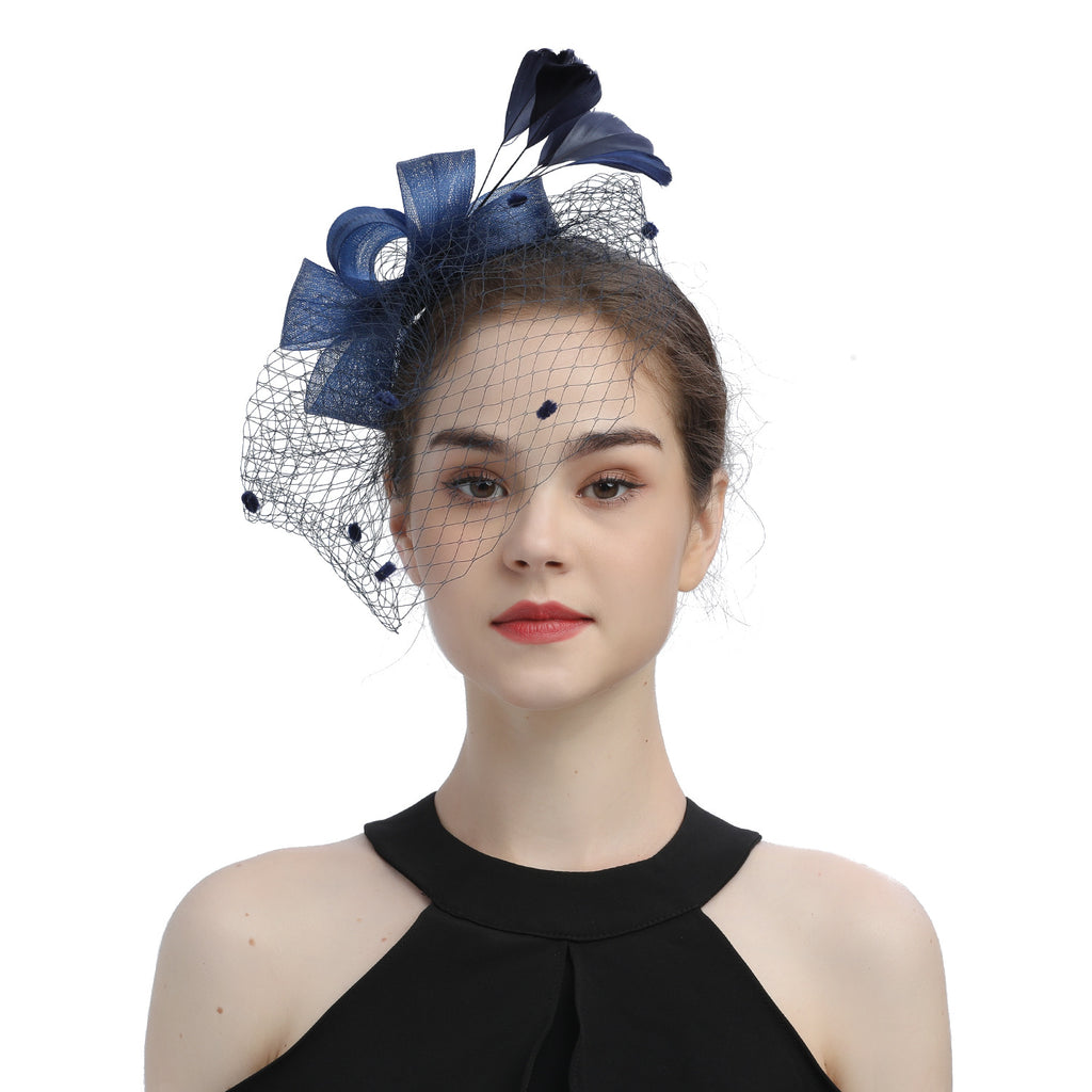 Mariée Veil Cheveux Bow Haut Chapeau Coiffure Fleur Couverture Face Mesh Head