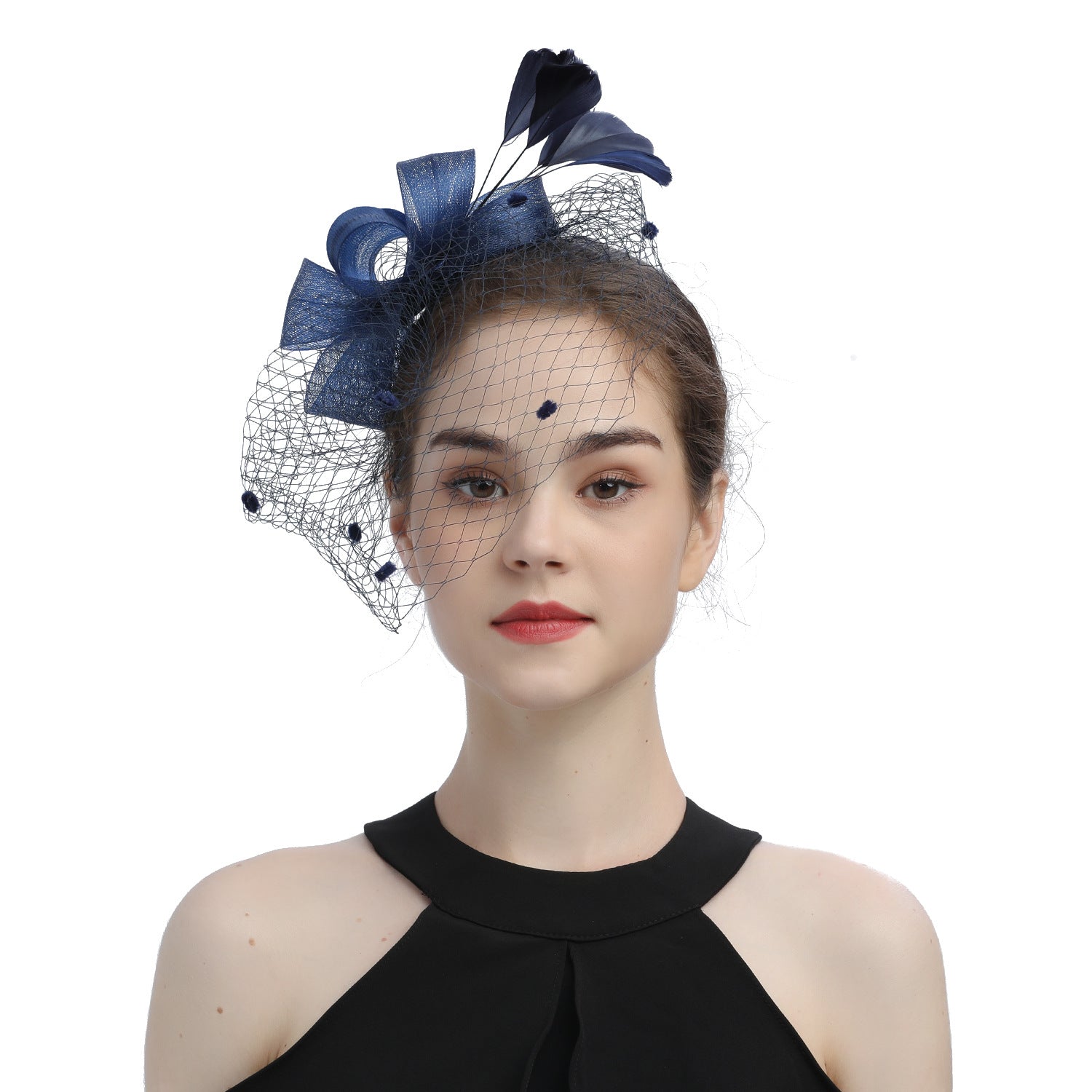 Mariée Veil Cheveux Bow Haut Chapeau Coiffure Fleur Couverture Face Mesh Head