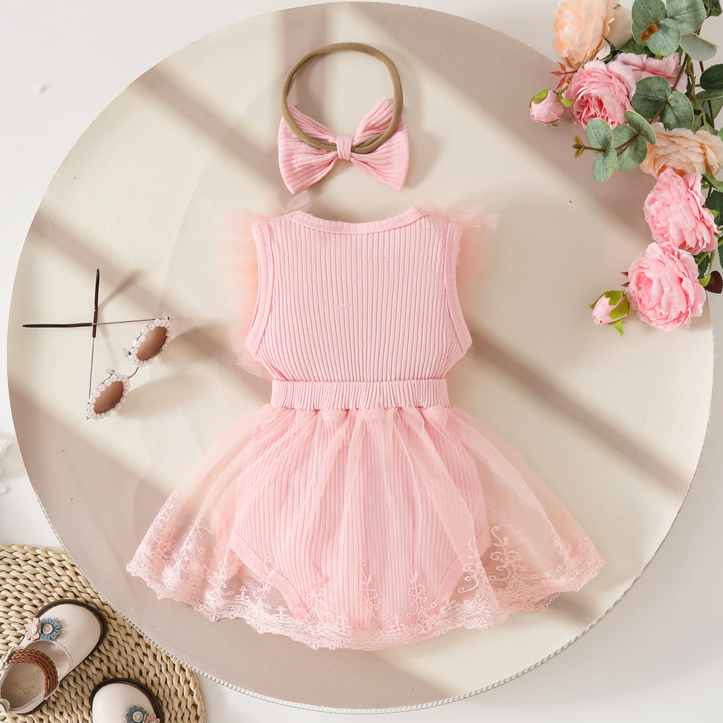 Triangle siamois Sweet Bow Bande de cheveux sans manches Leotard
