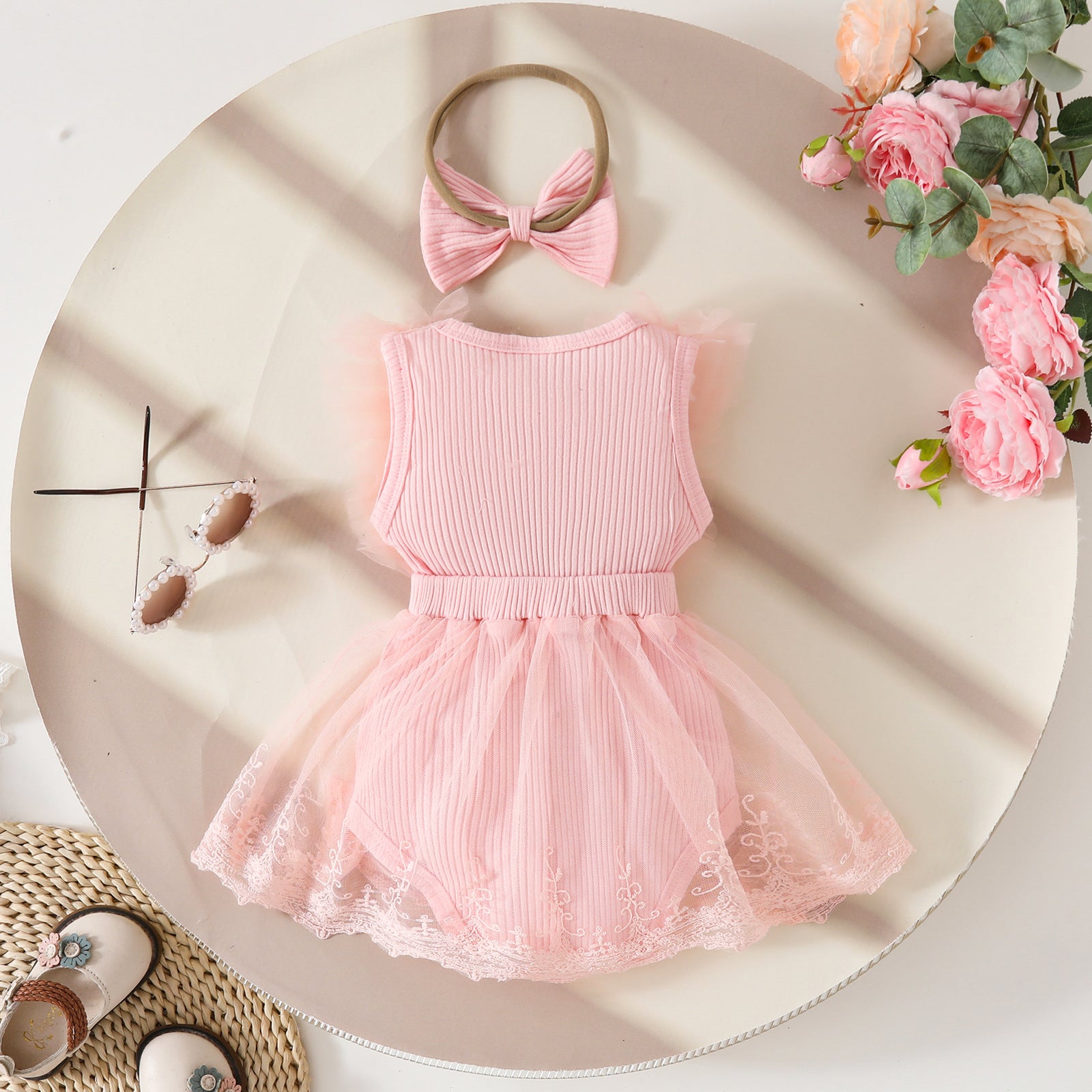 Triangle siamois Sweet Bow Bande de cheveux sans manches Leotard