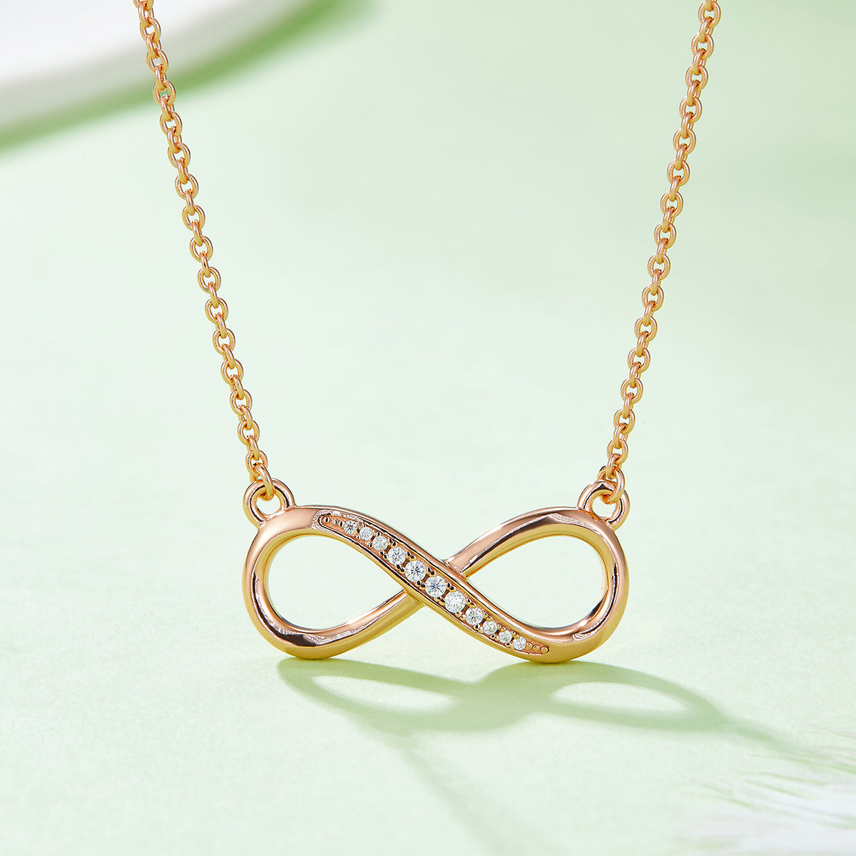 3.2g S925 Argent Sterling 11 Pierre Moissanite Collier Infinity 45cm Wit pendentif demi-paves