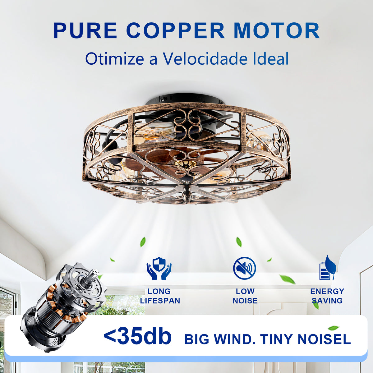 20in Flush Mount Ceiling Fan with Lights and Remote Control