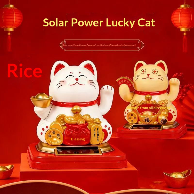 Décoration d'ornement de bureau Fortune Cat à énergie solaire