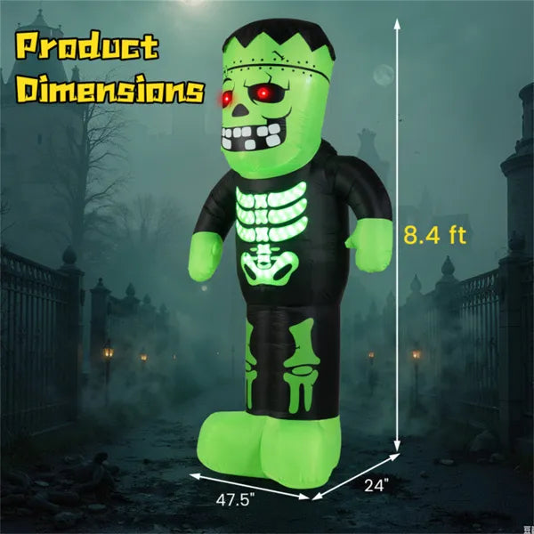 Lit LED gonflable Frankenstein (8,4ft) - 90s Inflation rapide Waterproof Outdoor Halloween