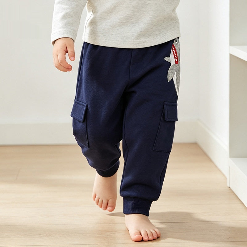 Garçons mélange de coton charrue Brodé pantalons de sport - Casual Loose Fit Joggers pour Ki
