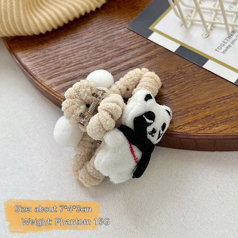 Caricature jeune fille Panda Grip mignon Bandeau à poupée tridimensionnelle pour enfants
