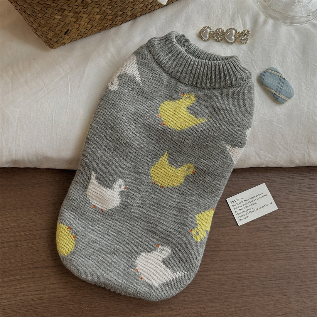 Gris Fair Isle Sweater Little Dog Teddy Sweater Automne Et l'hiver