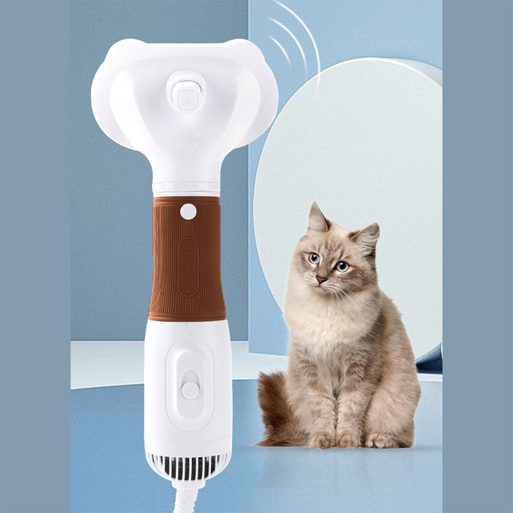 Sèche-cheveux pour animaux de compagnie avec brosse slicker faible bruit 600W 3 température réglable 3 en 1