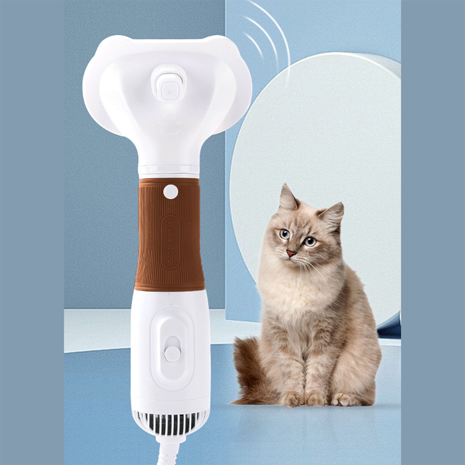Sèche-cheveux pour animaux de compagnie avec brosse slicker faible bruit 600W 3 température réglable 3 en 1