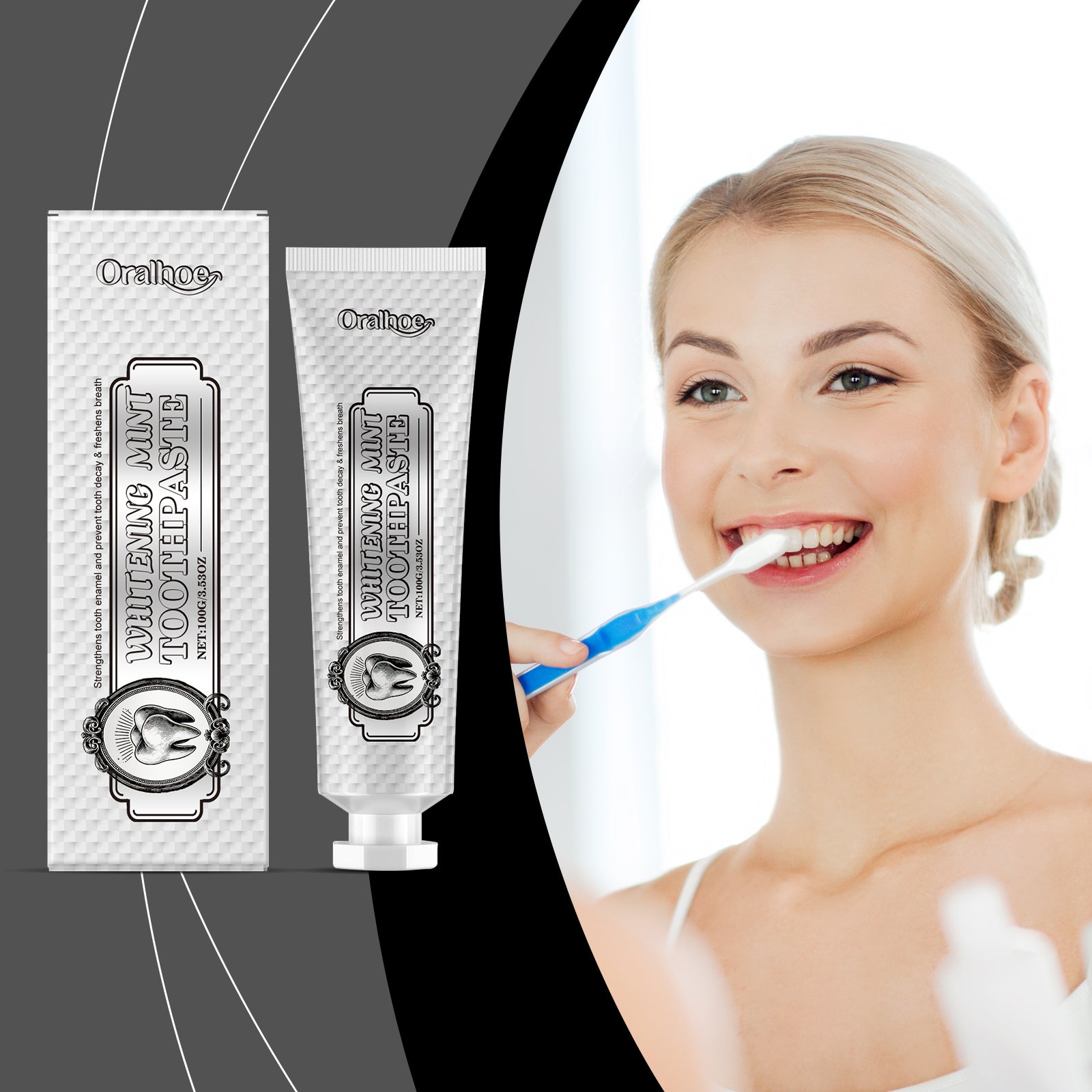 Dentifrice de resh blanc brillant à la menthe F 1 0 0g-box