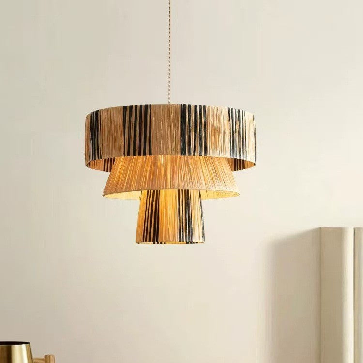 Rétro Salon et chambre créative Lampe pendentif tissé