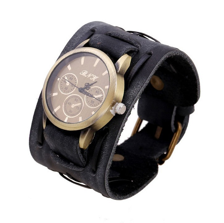 Bracelet Vintage montre en cuir large pour homme