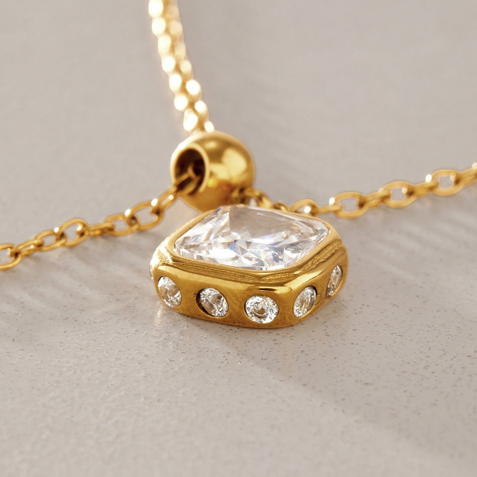 Collier long en acier titane à chaîne de traction réglable