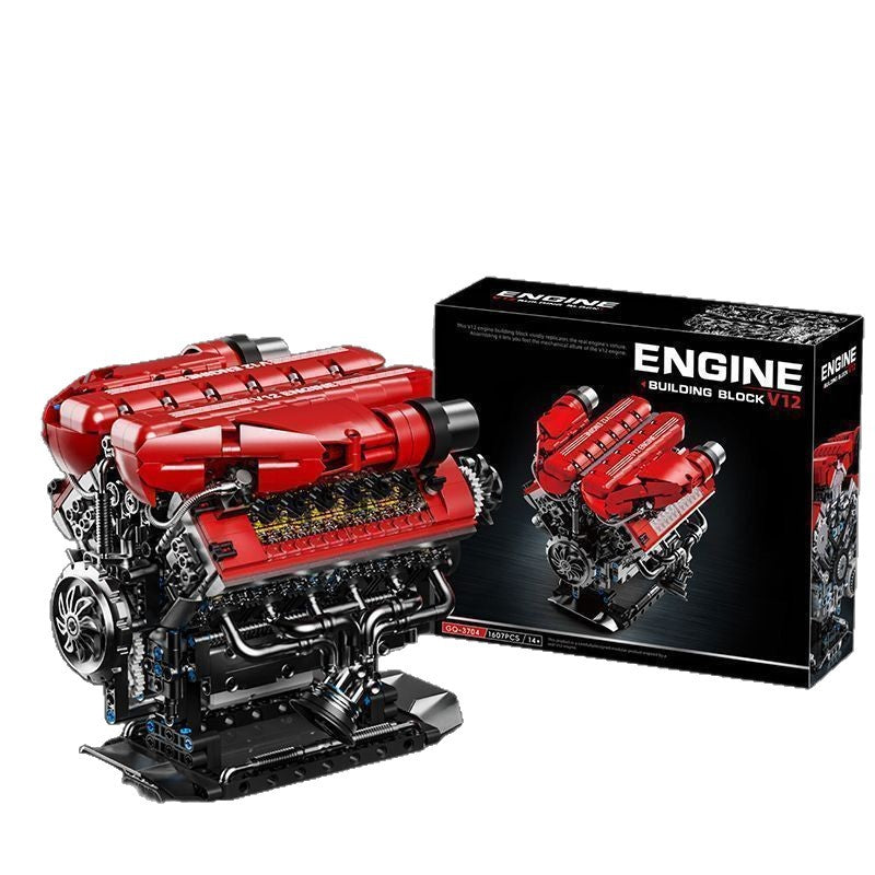 V12 Modèle de jouet de bloc de construction mécanique d'assemblage moteur
