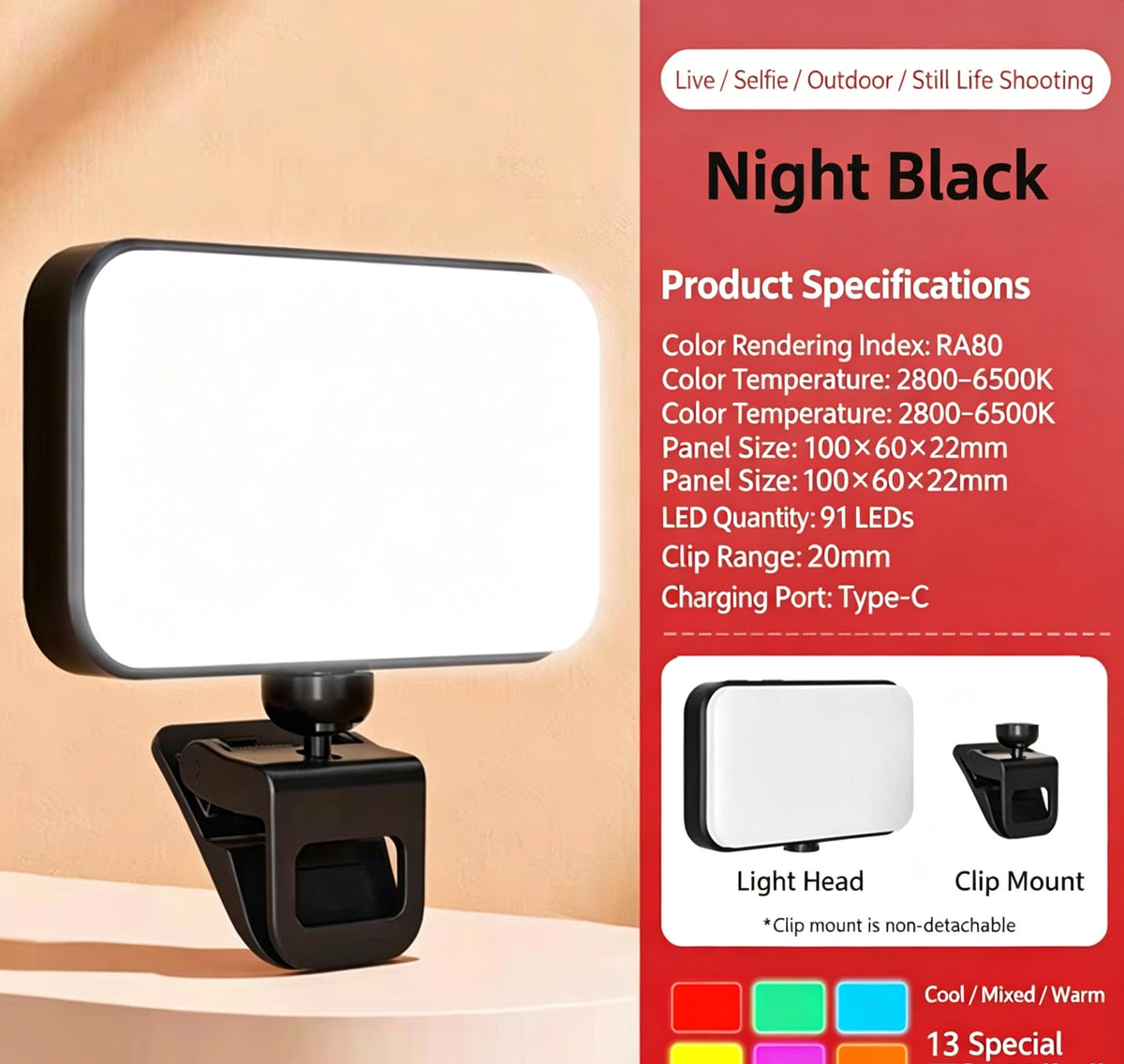 Mini Portable Hand Held LED Fill Light Ajustable Photography Vidéo lampe d'éclairage pour Phon