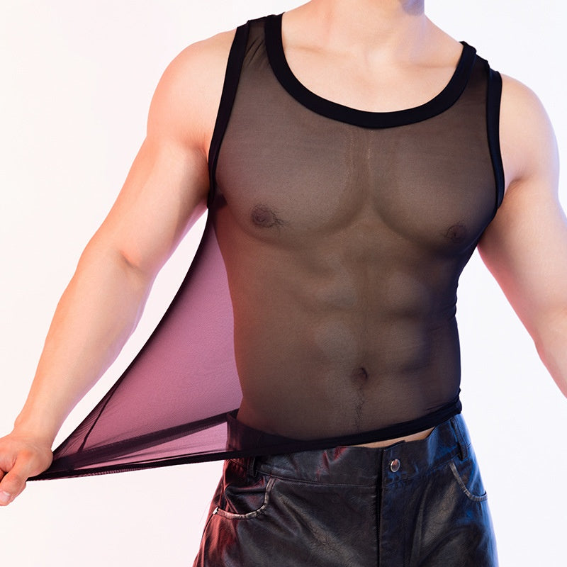 Hommes Sexy Form-fitting High-Stretch Léger et respirant Tank Top