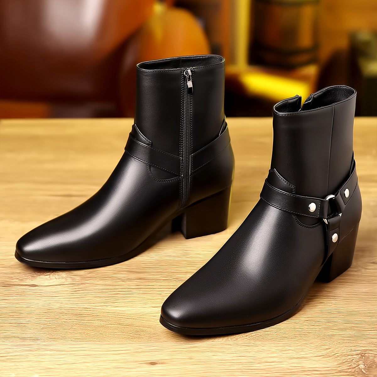 Bottes masculines pointues de style britannique mode
