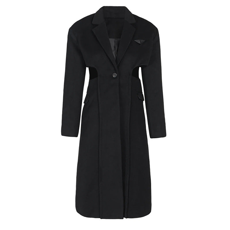 Faux manteau en laine longue en deux parties