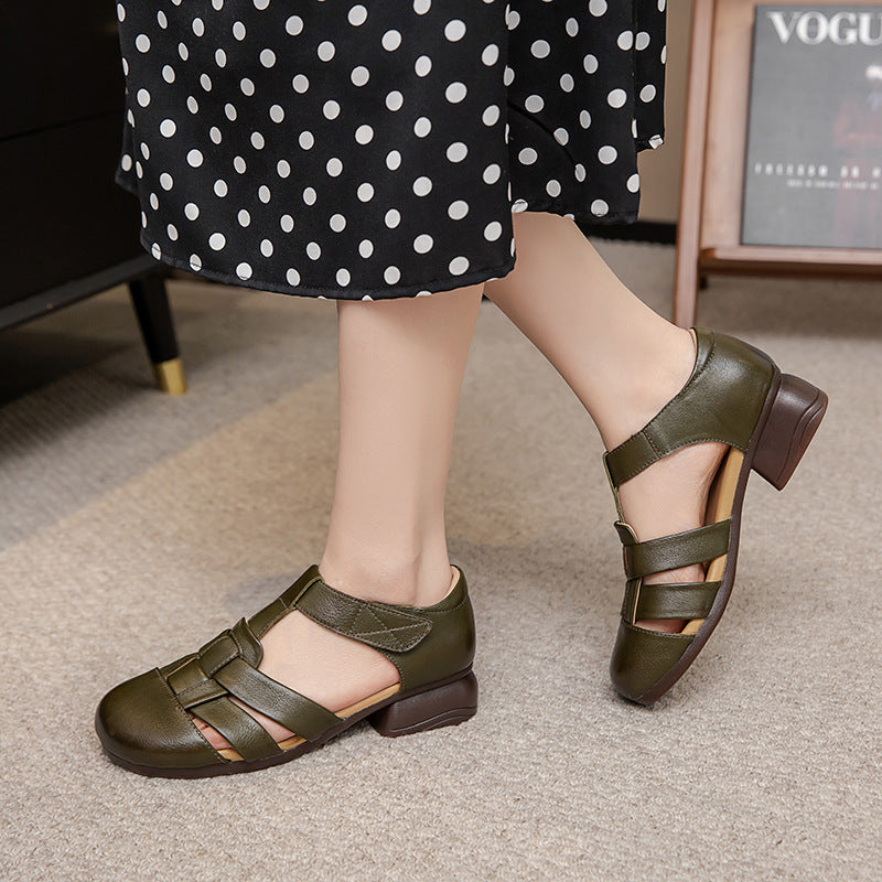 Sandales Retro Woven Chunky-heel pour femmes